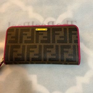 Fendi Zucca Coated Canvas Zippy Long Wallat (RARE)